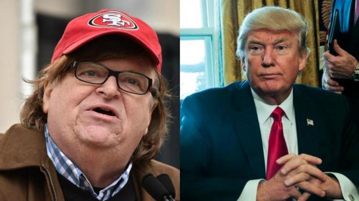 El cineasta Michael Moore y el presidente Donald Trump.