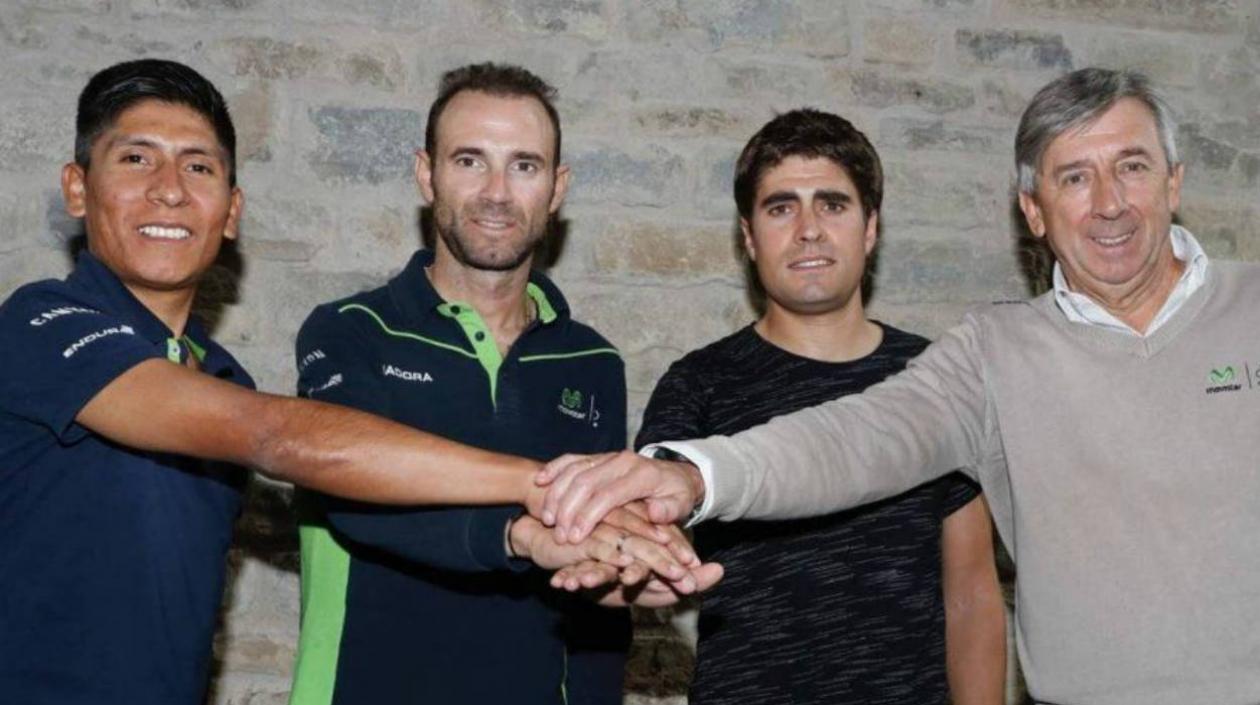 Nairo Quintana, Alejandro Valverde, Mikel Landa y Eusebio Enzue. 
