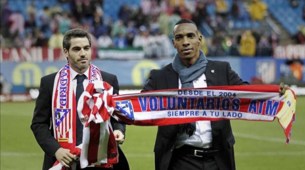 Luis Amaranto Perea durante un homenaje del Atlético de Madrid.