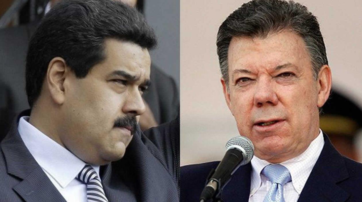 El presidente de Venezuela, Nicolás Maduro, su homólogo colombiano, Juan Manuel Santos