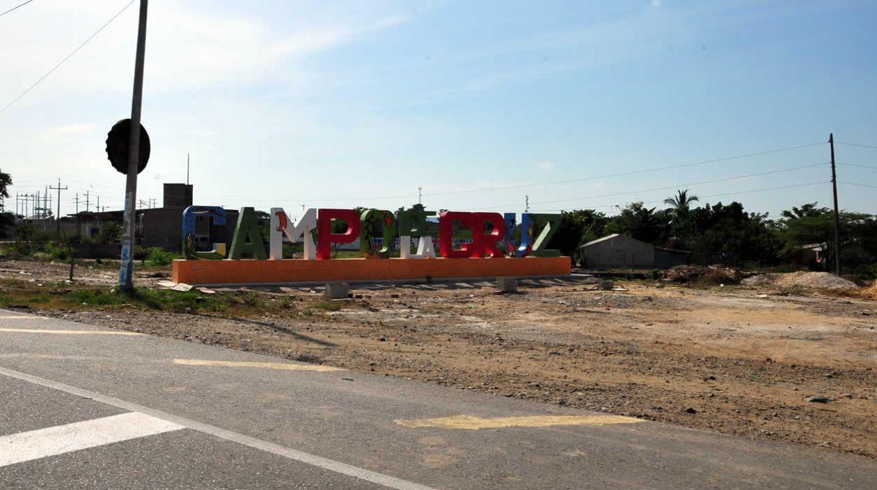 Entrada al municipio de Campo de la Cruz.