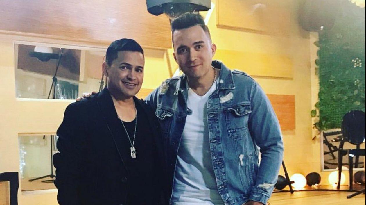 Jorge Celedón y su acordeonero Sergio Luis.