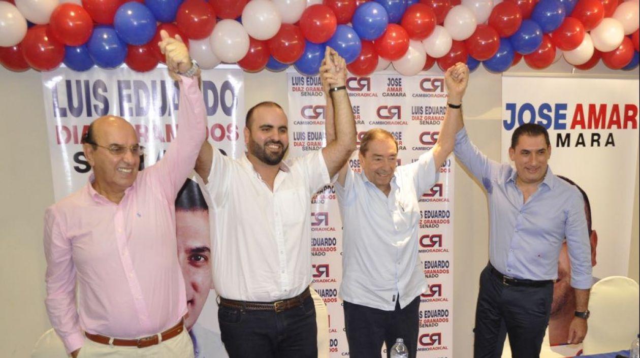 José Amar (padre), José Amar Sepúlveda, Fuad Char y Luis Eduardo Díaz Granados.