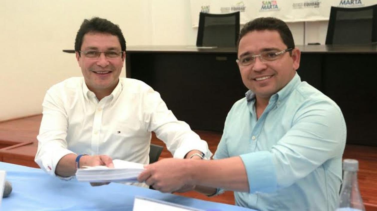 Carlos Caicedo y Rafael Martínez, exalcalde y alcalde de Santa Marta.