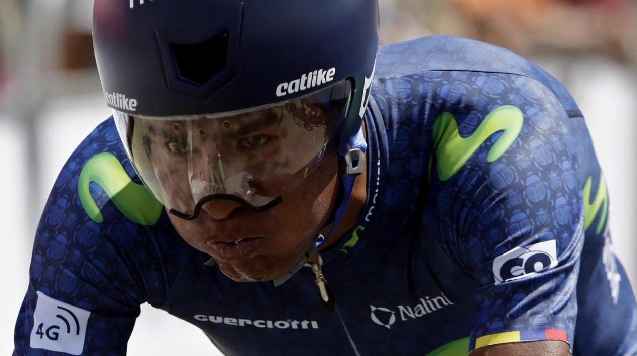 Óscar Soliz, ciclista reconocido del equipo Movistar.