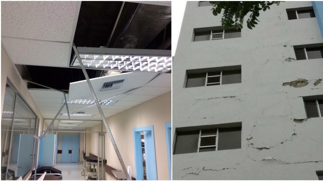 Daños en un hospital y en el Museo de Bahía de Caráquez (derecha).