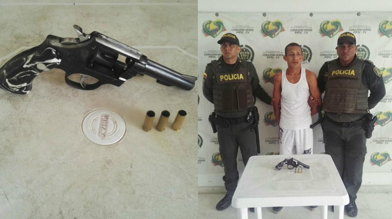 Al capturado lo sorprendieron con este revólver que usó para dispararle a los policías.