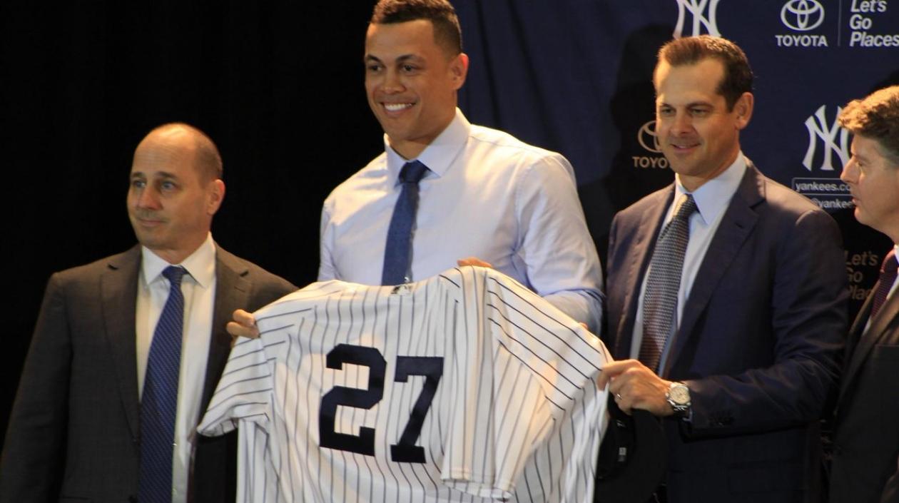 Presentación oficial de Giancarlo Stanton.