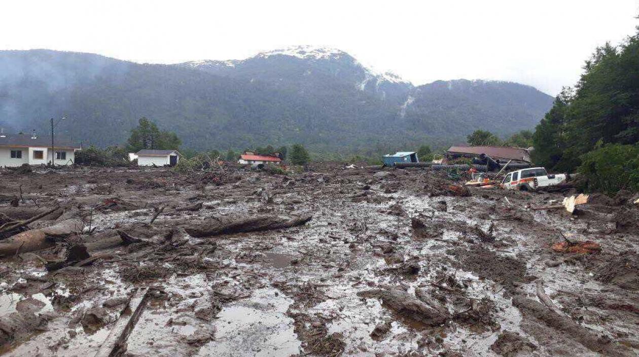 Así quedó la zona del alud en la región de Los Lagos en Chile.