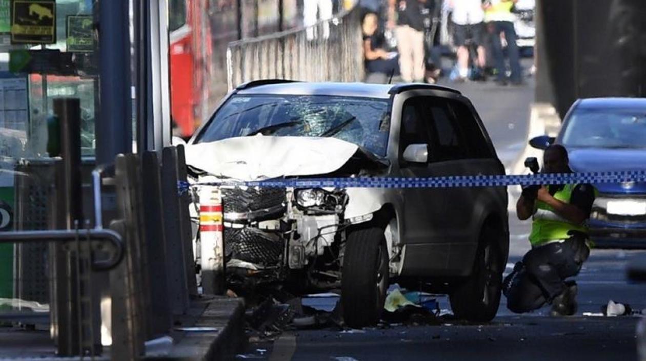 Así quedó la camioneta que atropelló a 15 personas en Melbourne.