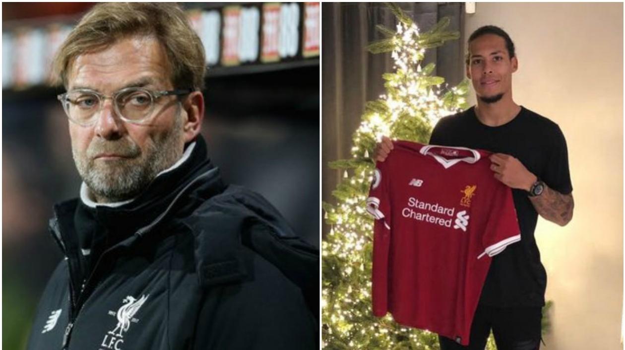 El alemán Jürgen Klopp y el defensa Virgil Van Dijk.