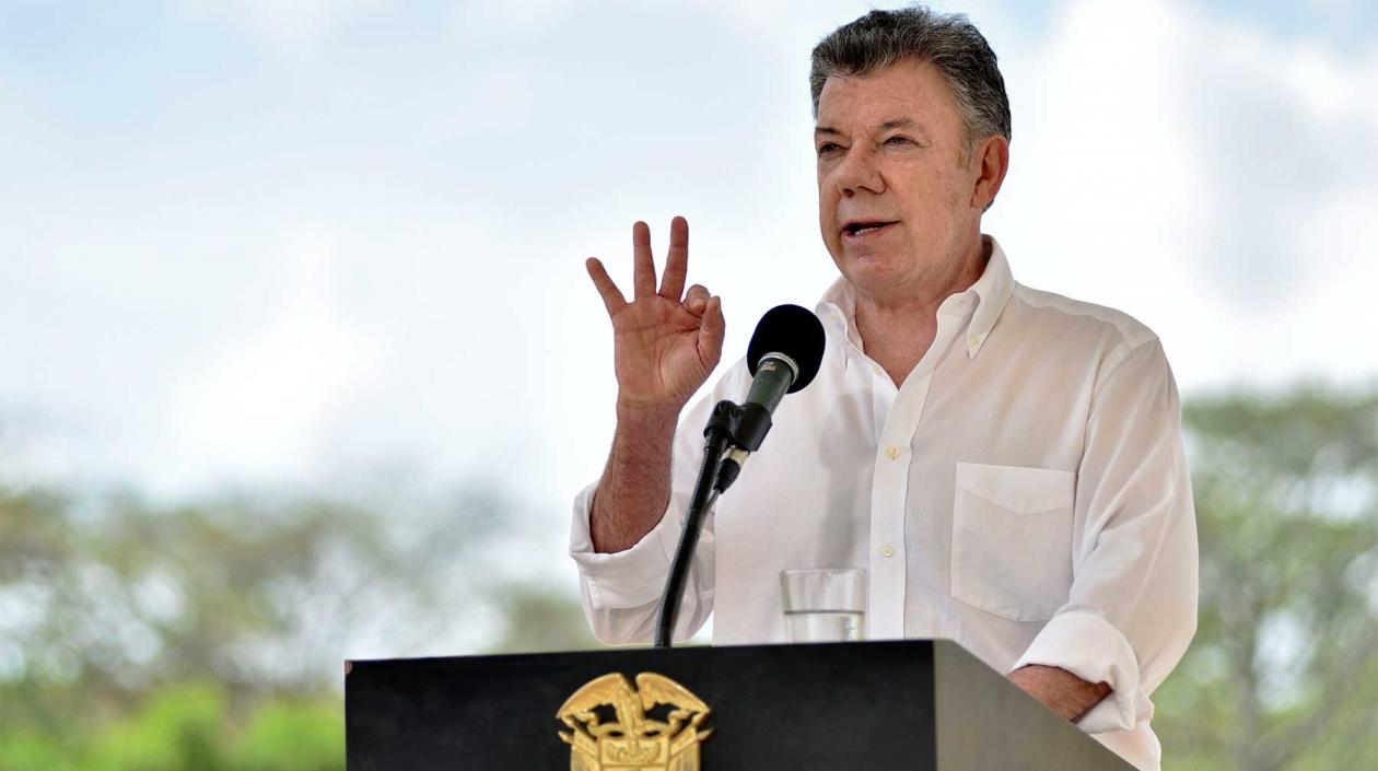 El Presidente Santos durante su discurso en Cartagena.
