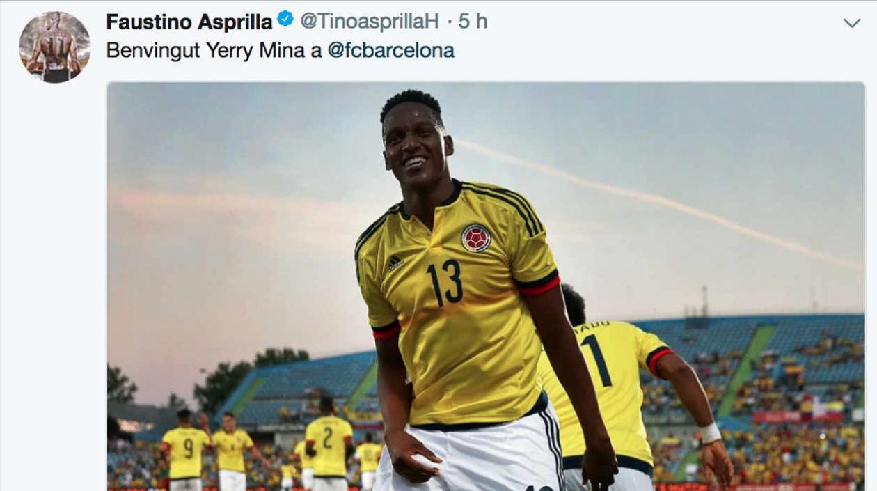Faustino Asprilla trinó esto en su perfil de Twitter. 