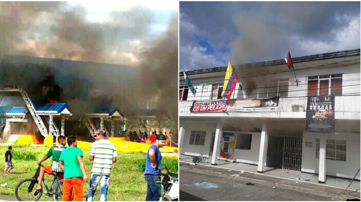 Así quedó el peaje en Riogrande y la alcaldía de Chigorodó.