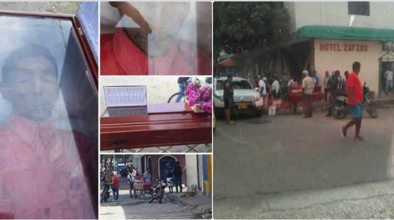 Ataúd donde reposaba el cuerpo de José Rodríguez, vendedor de la carrera quinta de Santa Marta, quien ya fue sepultado cerca a Negüanje.