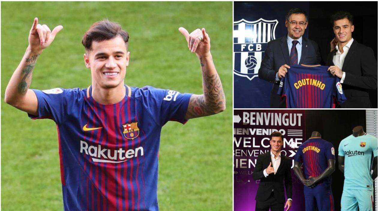 Coutinho se presentó en el estadio Camp Nou.