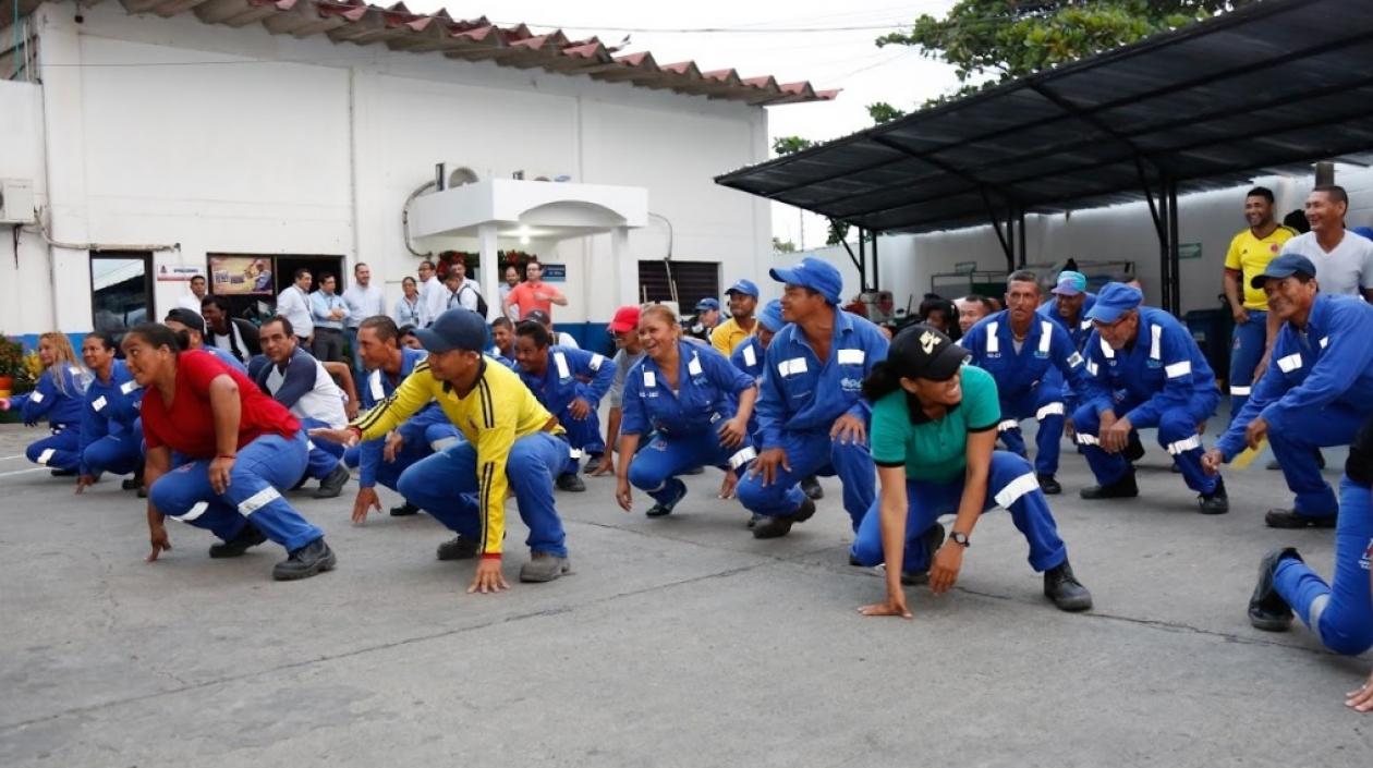 Escobitas en pleno ensayo.
