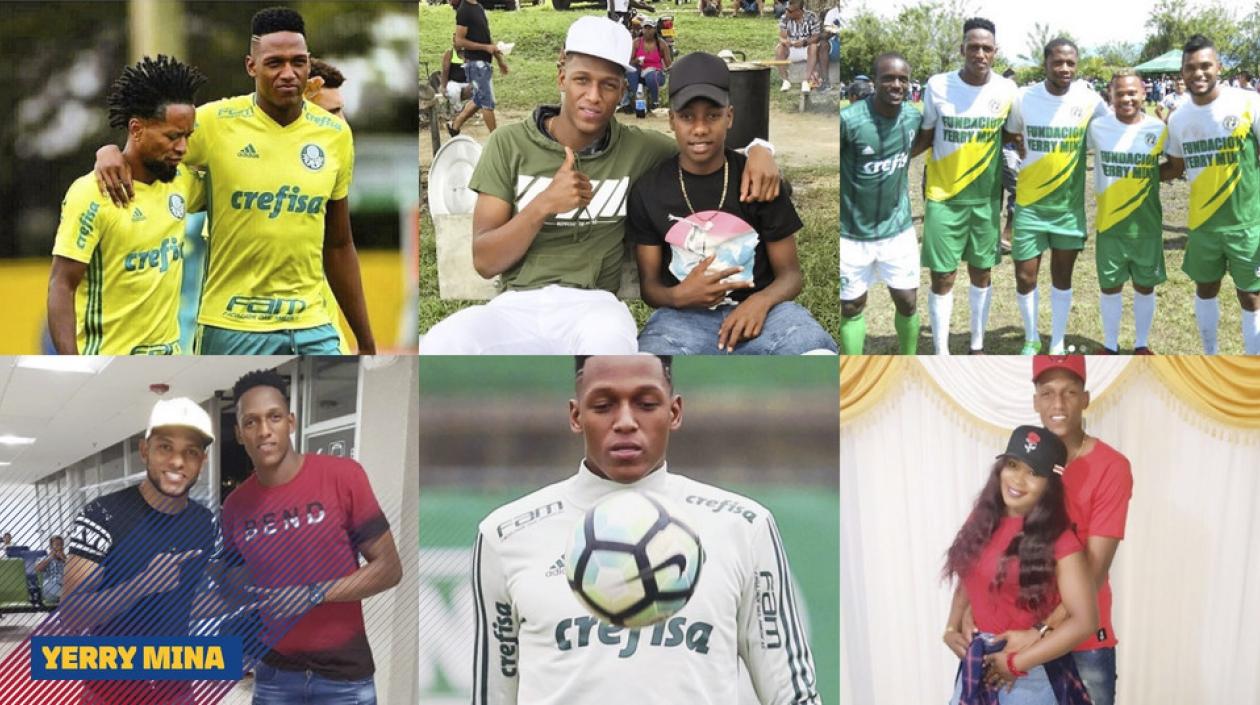 Mosaico de presentación de Yerry Mina en la página del Barcelona.
