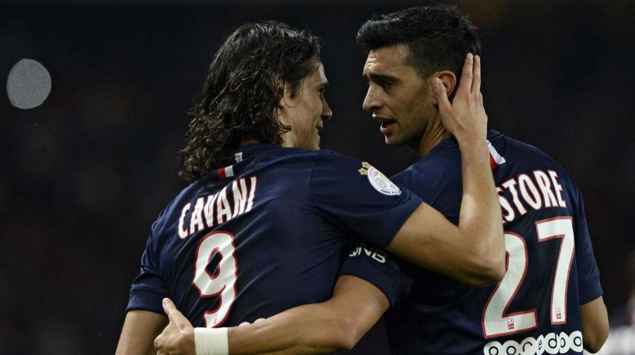Edison Cavani y Javier Pastore. 