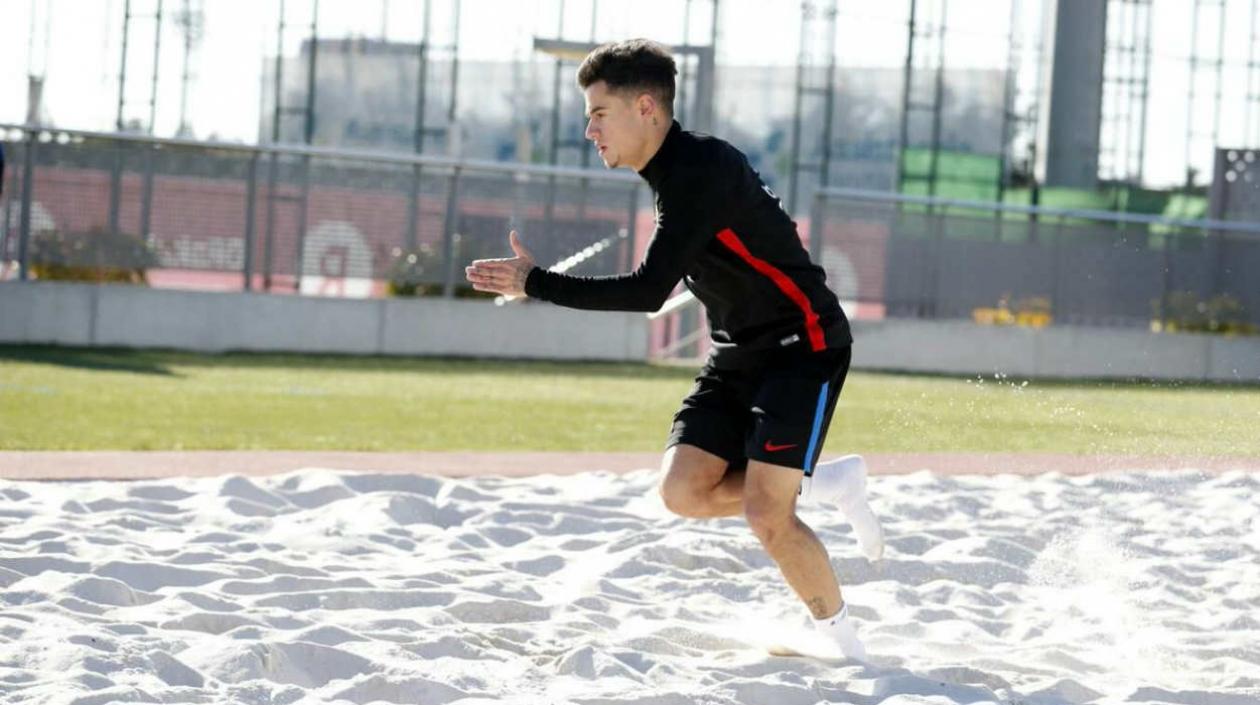 Coutinho durante el entrenamiento. 