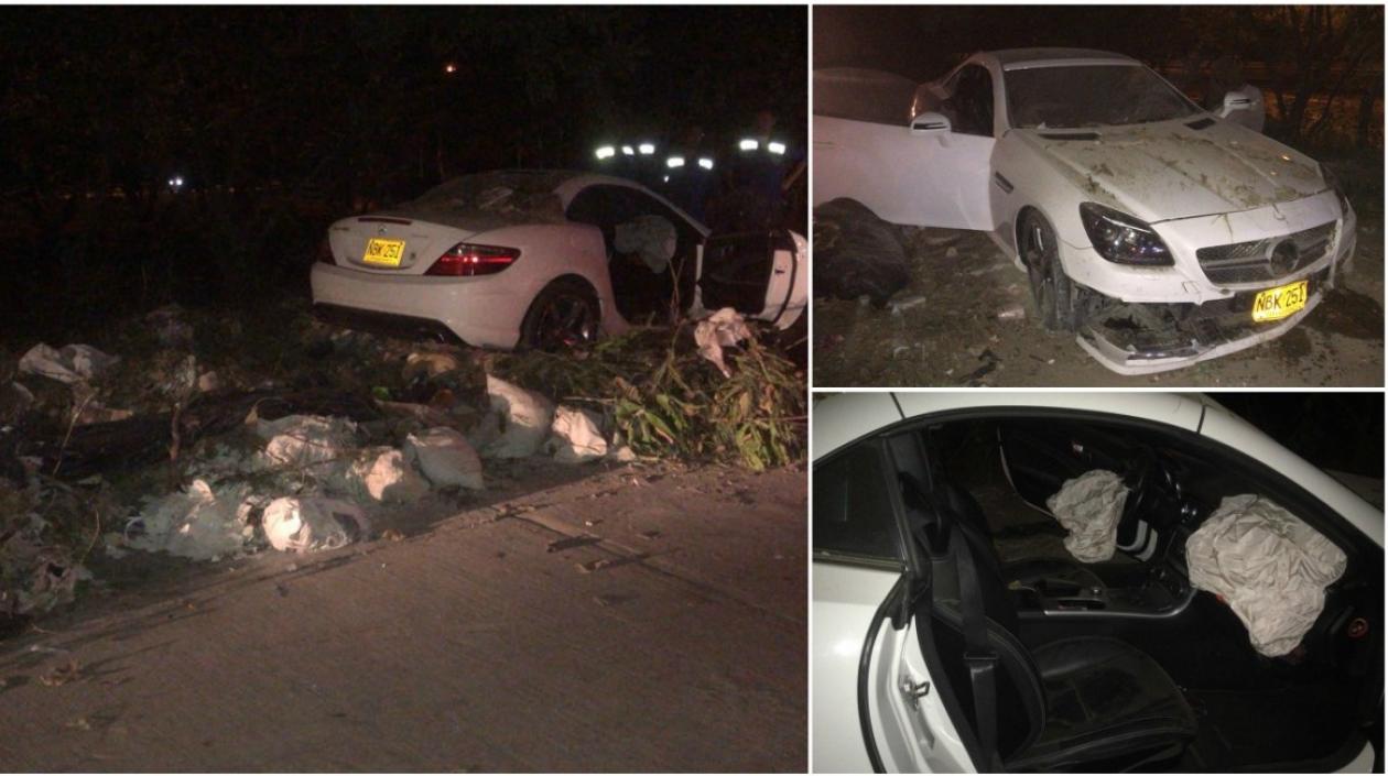 Así quedó el vehículo después de chocar contra los escombros.