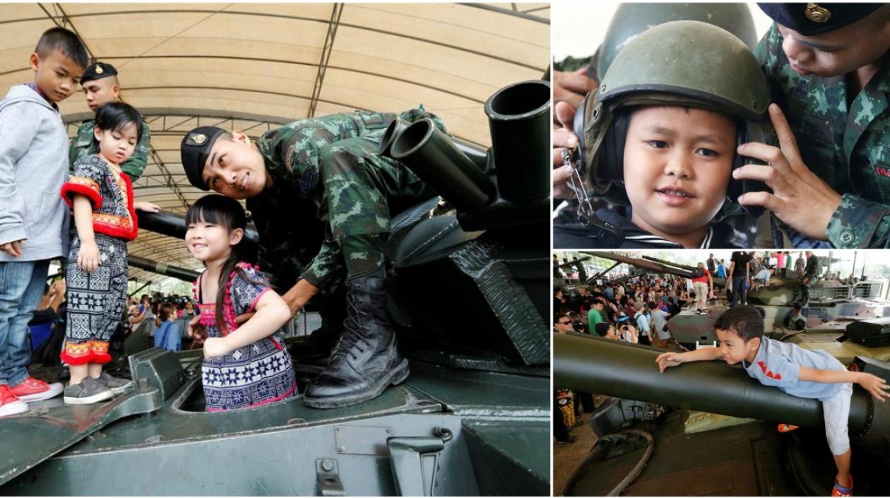 Los menores jugaron con todo el armamento. 