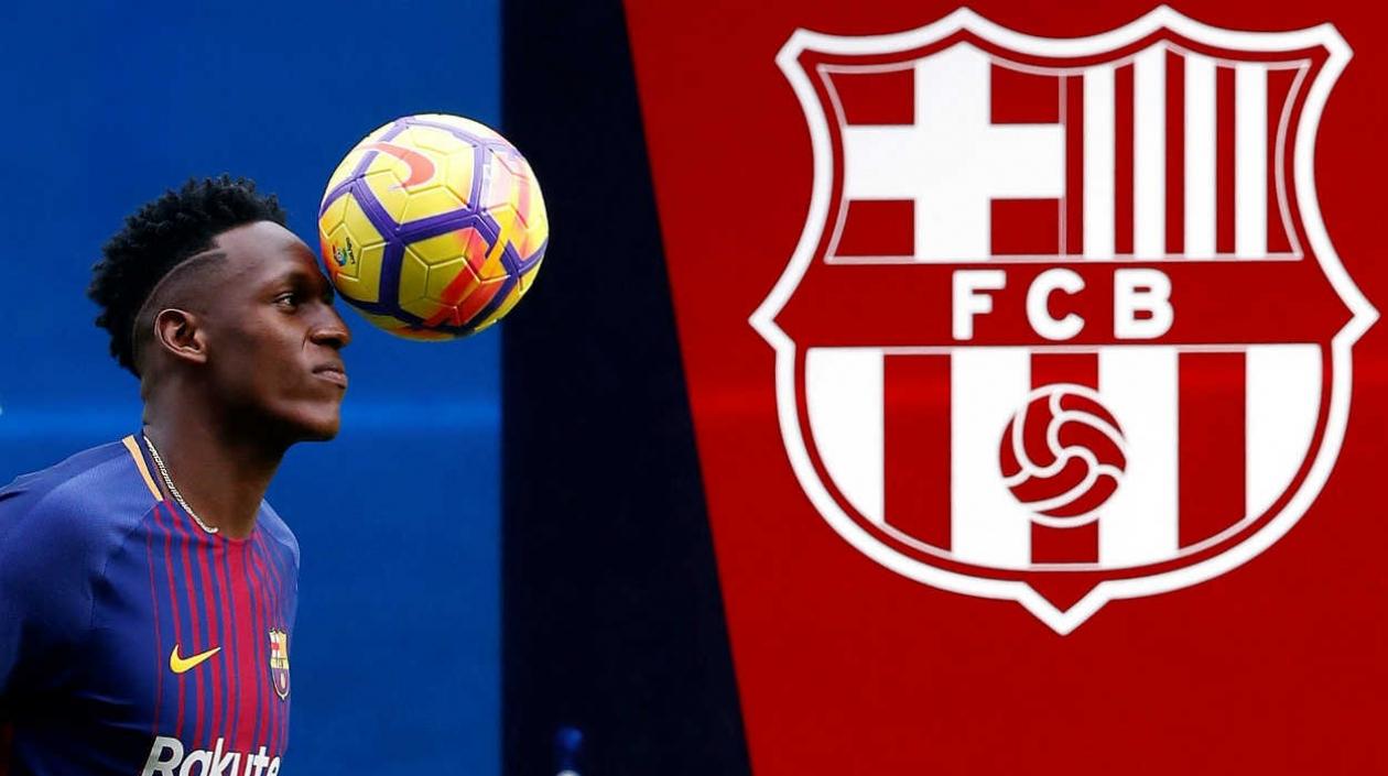 Yerry Mina ya lució la camiseta del Barcelona. 