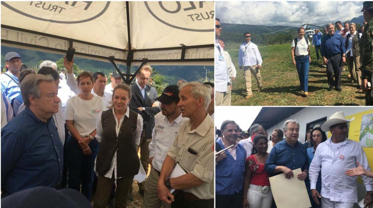 El secretario general de la ONU, António Guterres, durante su visita a Mesetas.