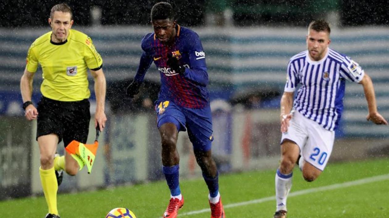 Ousmane Dembélé durante el partido ante la Real Sociedad.