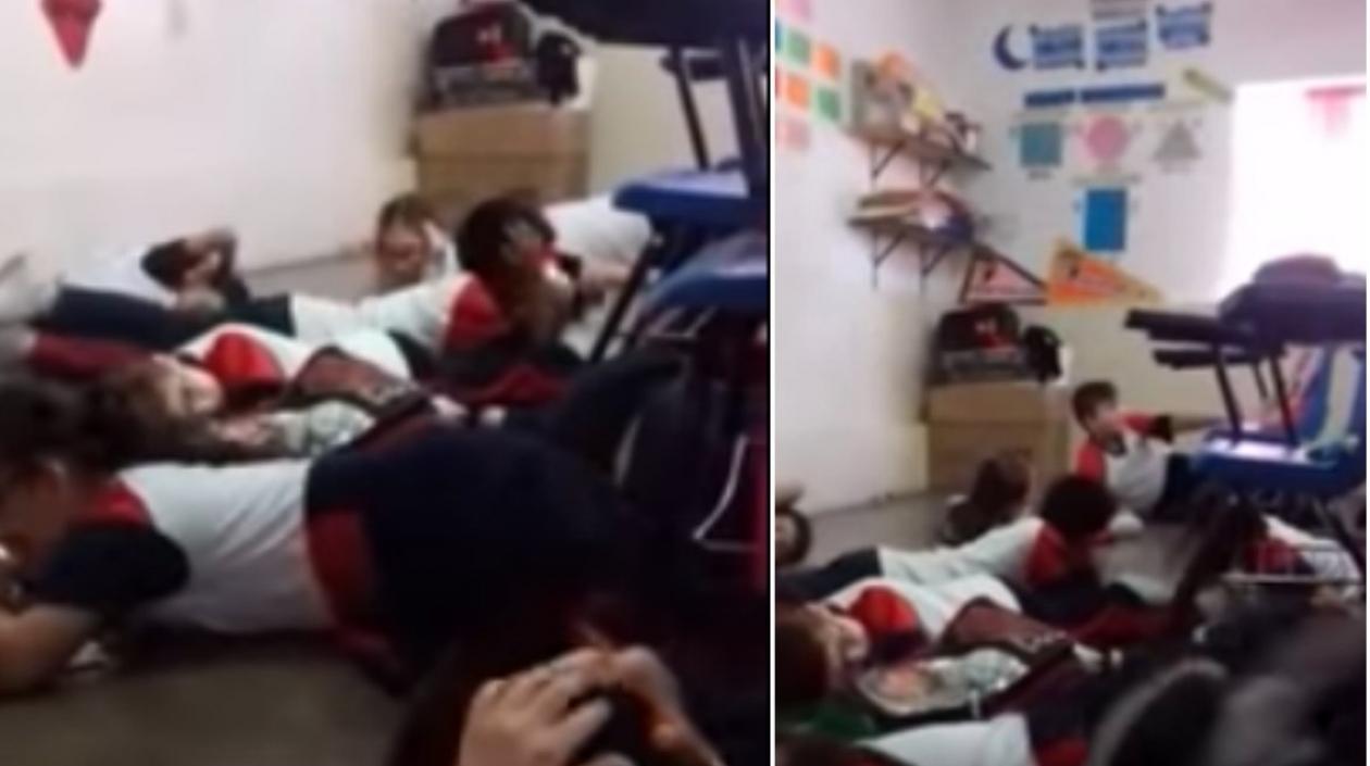 "En los simulacros tenemos que hacer todo al pie de la letra", les dijo la docente a los alumnos.