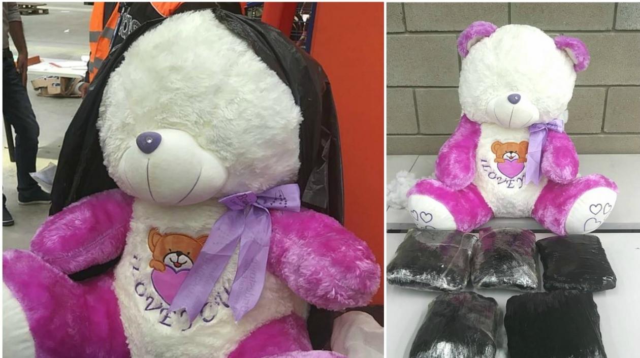 En este oso de peluche iba la marihuana.
