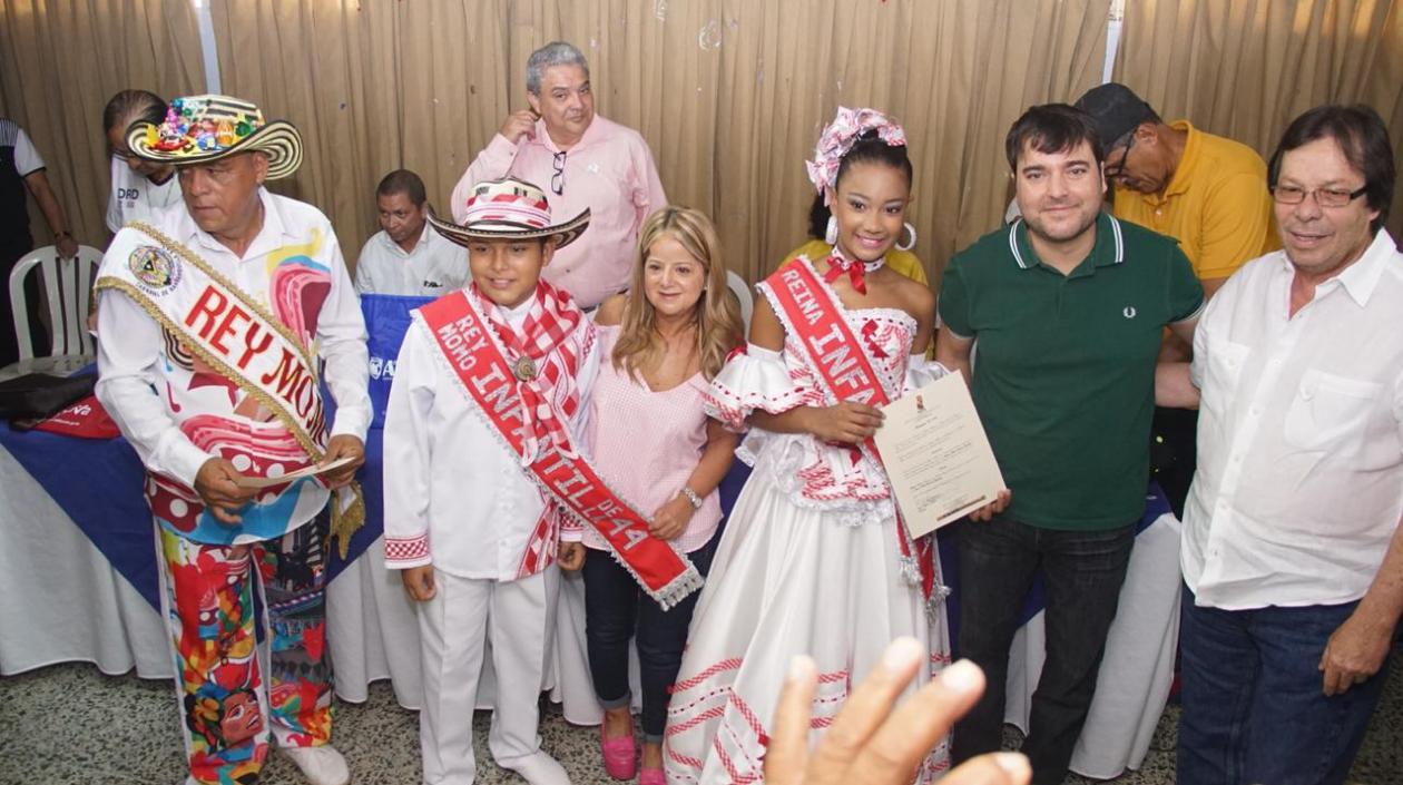 El Rey Momo del Carnaval 2019, Freddy Cervantes; el Rey infantil del Carnaval de la 44, Ray Molinares; la exalcaldesa Elsa Noguera; la Reina infantil del Carnaval de la 44, Sharon Sandoval; Jaime Pumarejo y el Representante César Lorduy. 