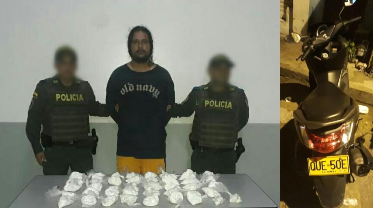 Ronald Eduard Mazzo Estrada y la droga incautada.