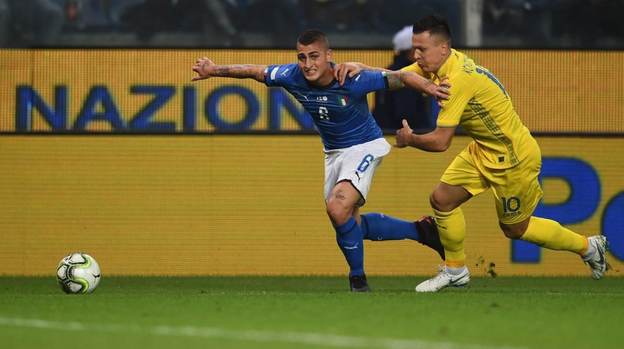 Acción del duelo entre Italia y Ucrania. 