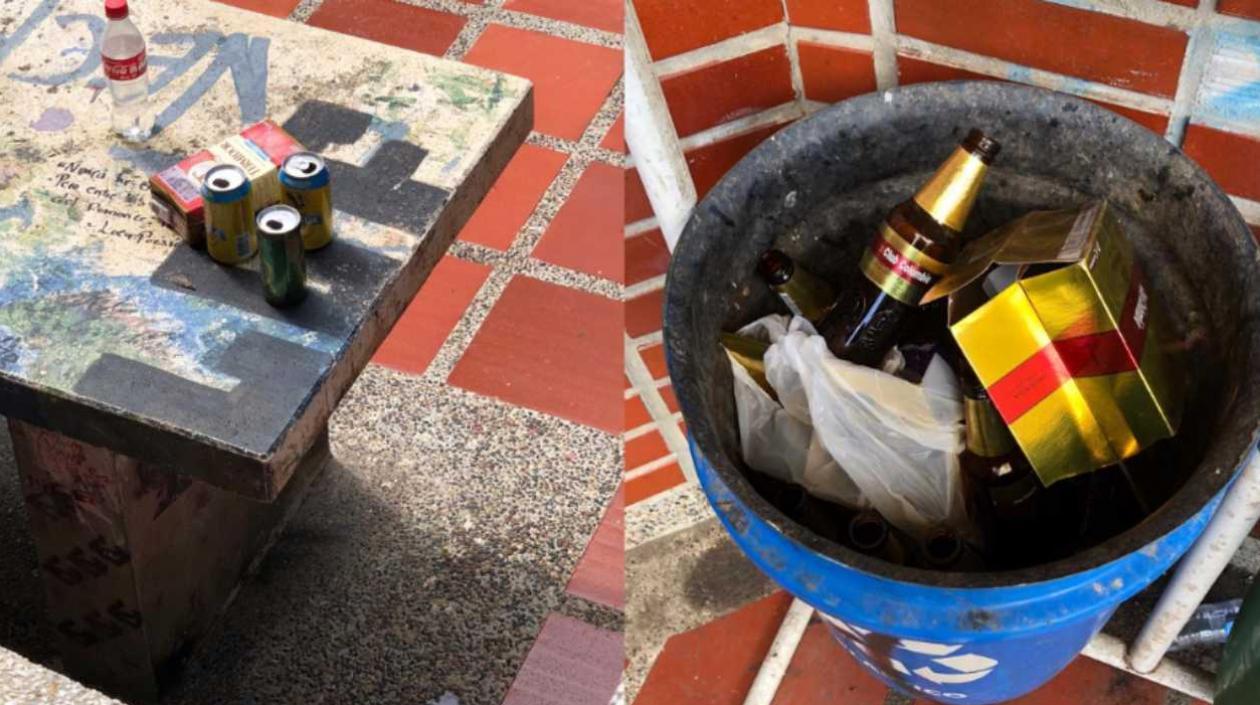 En las canecas de basura del Bloque F quedaron estas evidencias.