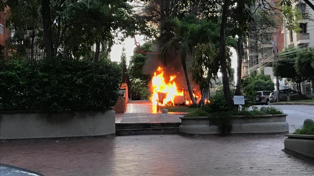 Momento del incendio. 