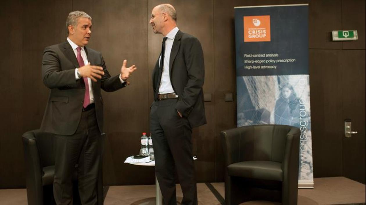 El Presidente Iván Duque y el presidente del International Crisis Group, Robert Malley.