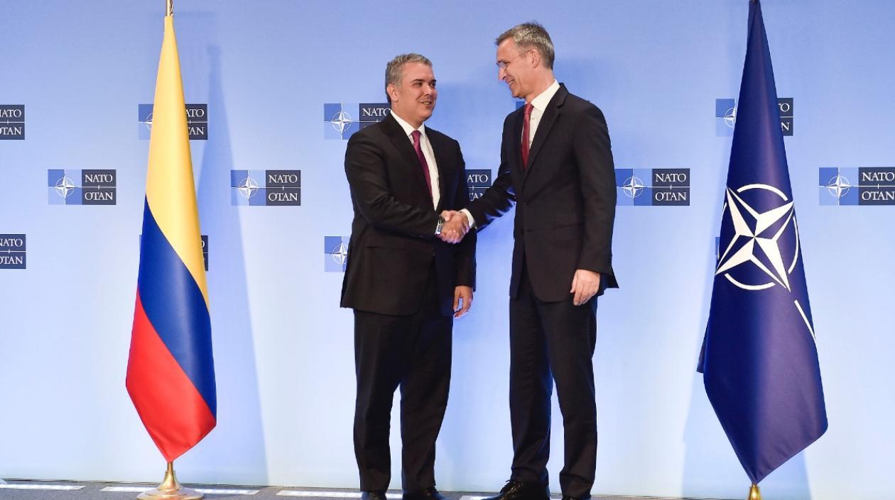 El Presidente de Colombia, Iván Duque, se reunió este martes con el secretario general de la OTAN, Jens Stoltenberg.
