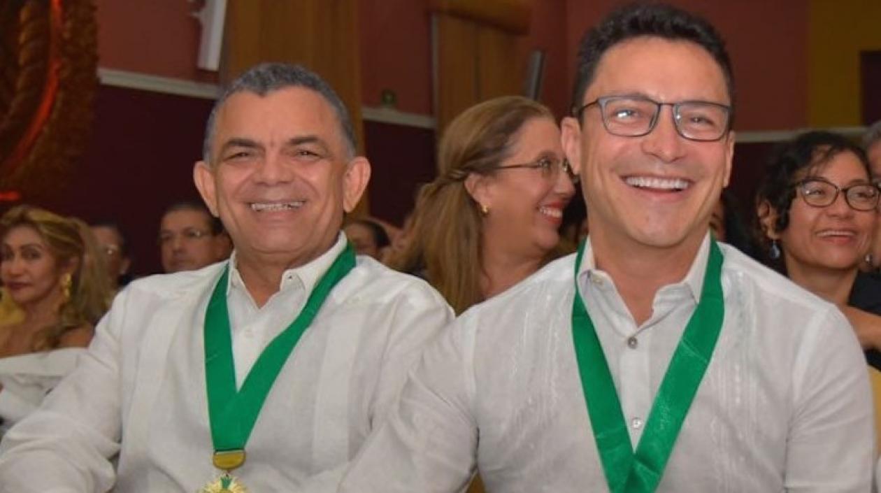 Ubaldo Enrique Meza con el exrector de Unimagdalena Carlos Caicedo.