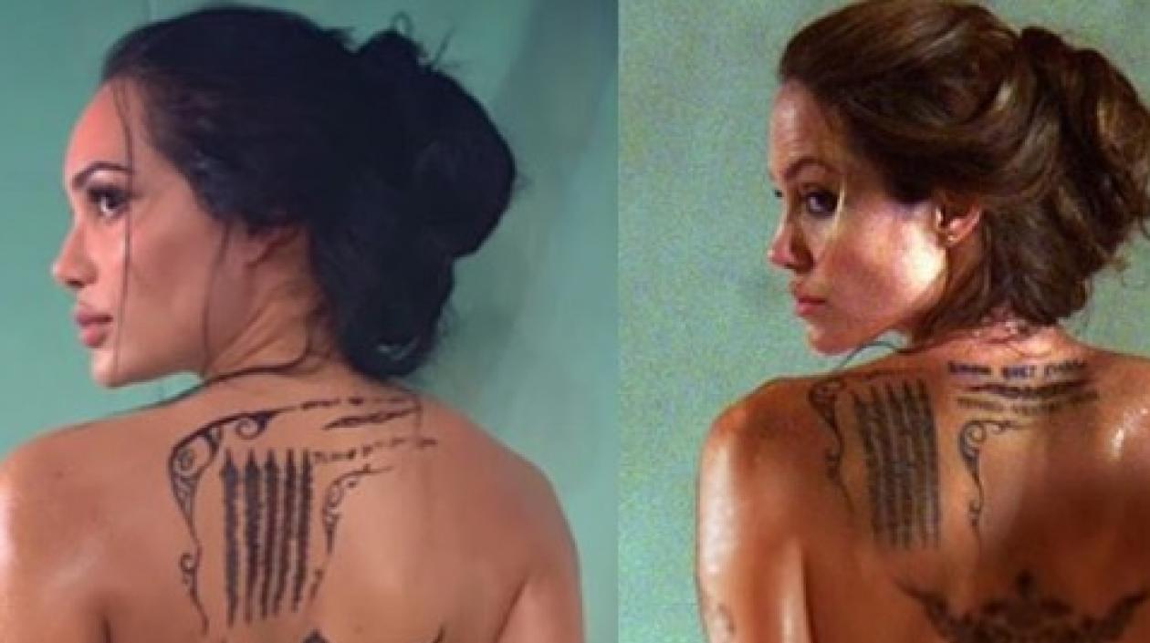 Andrea Valdiri y la actriz Angelina Jolie.