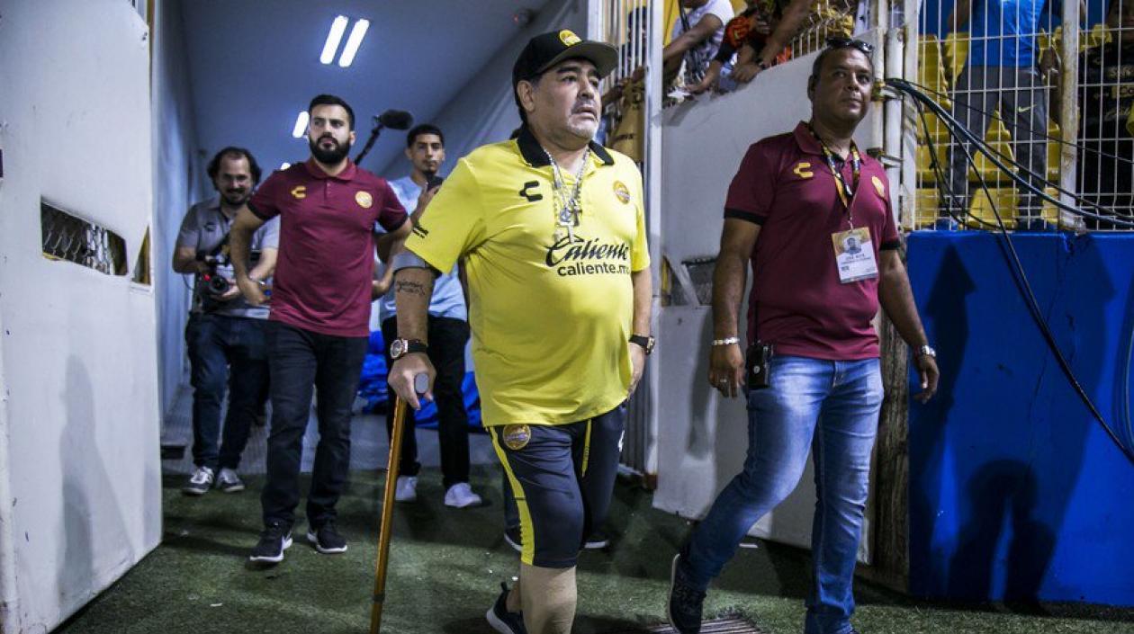Diego Maradona, técnico de los Dorados de México.