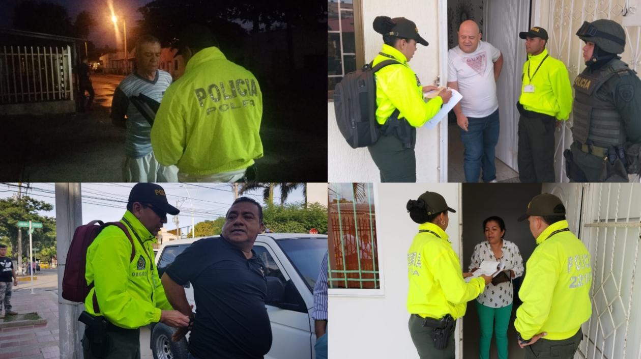 Los capturados por parte de la Policía y el Gaula Militar.