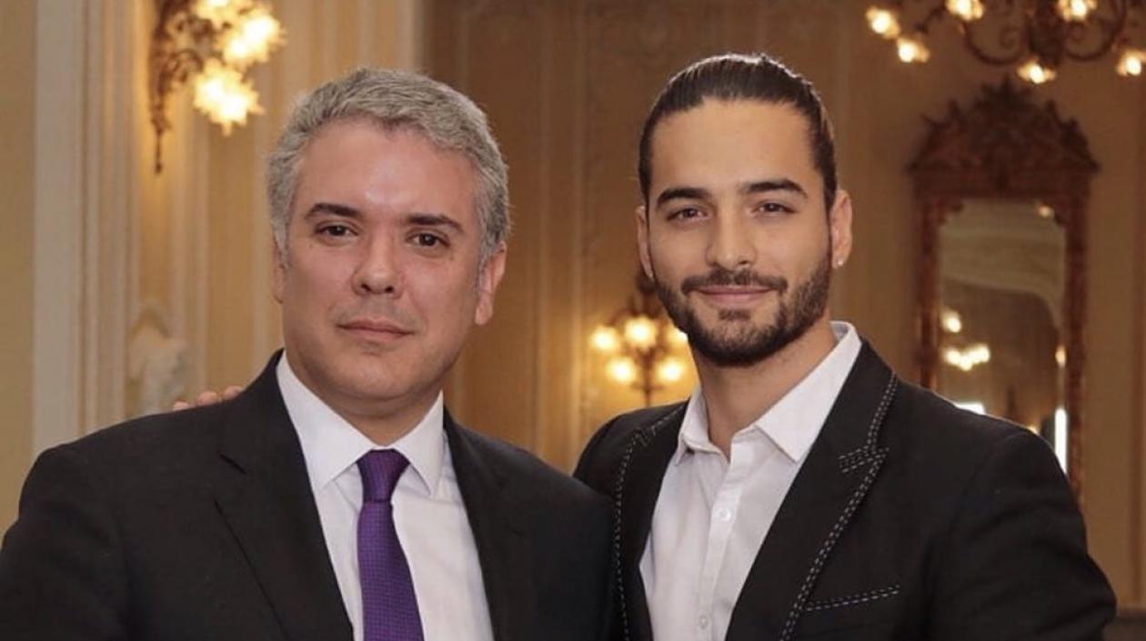 El Presidente Iván Duque y el cantante Maluma.