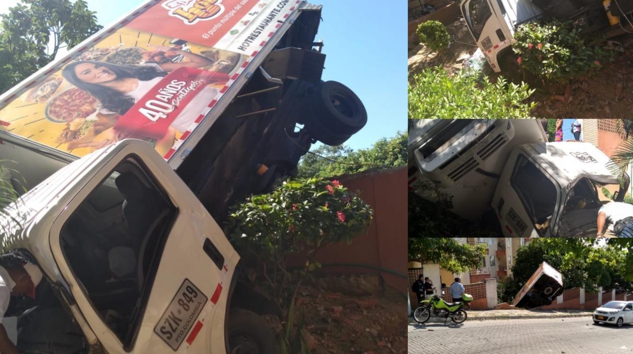 Así quedó el camión tras el accidente.