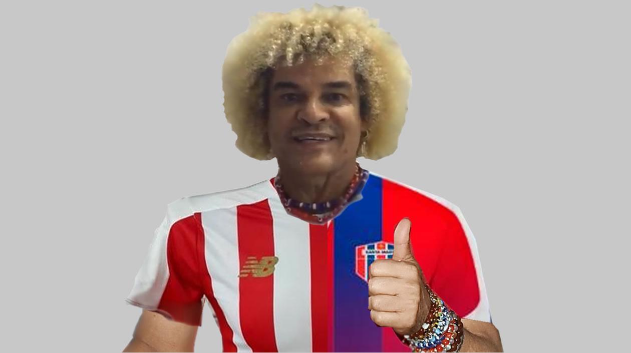 Ilustración de lo que sería la camiseta 'miti y miti' de Carlos El Pibe Valderrama.