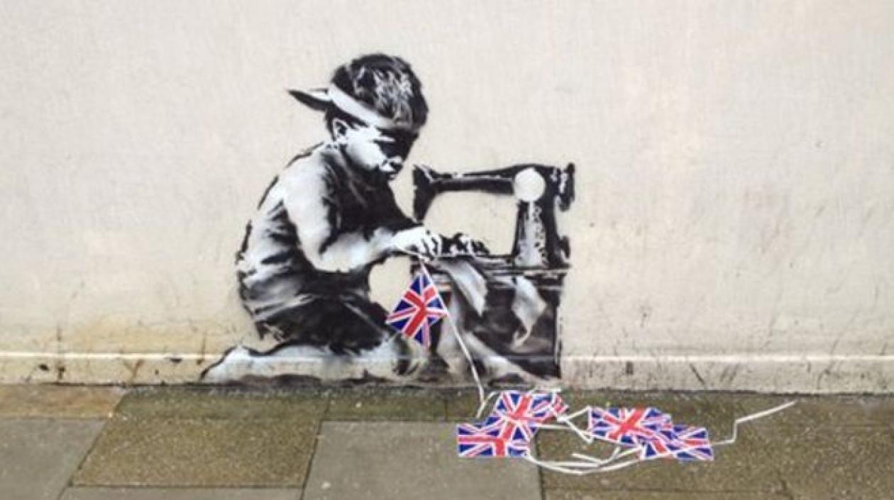 Obra "Slave Labour", pintado por Banksy en 2012.