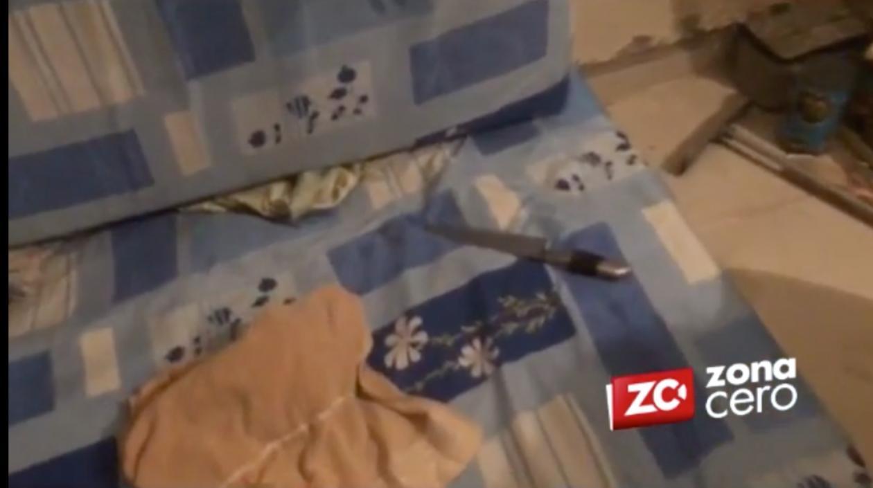 Colchón donde fue hallado el menor.