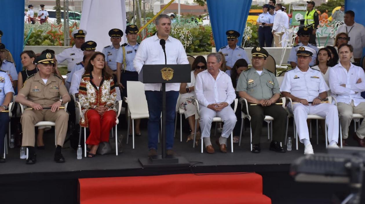 El Presidente Duque durante la celebración de los 99 años de la FAC.
