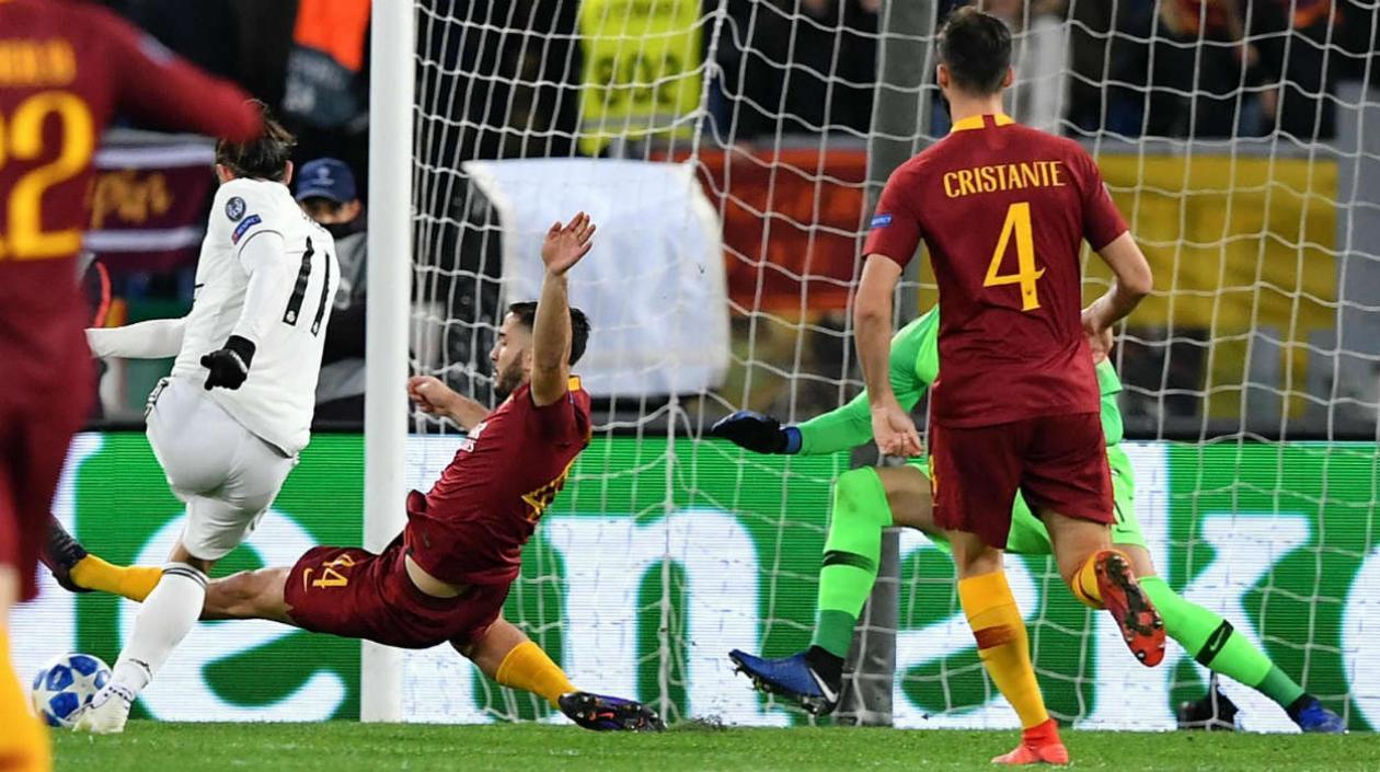 Gareth Bale anota el primer tanto ante la Roma. 