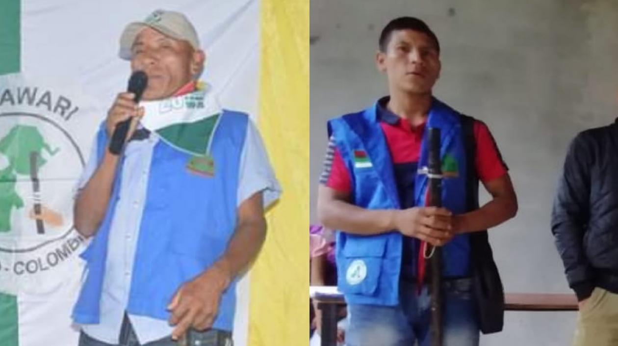 Héctor Ramiro García y su hijo Arturo García, integrantes del Pueblo Indígena Awá en el Resguardo Indígena Palmar Imbi, en el municipio de Ricaurte en Nariño.